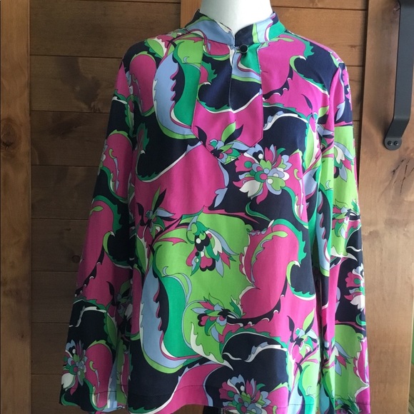 Talbots Tops - Talbots Floral Band Collar Dress Shirt, Sz 10P